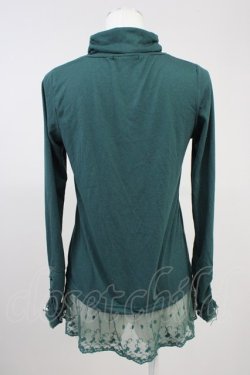 画像2: axes femme / 巻き薔薇レースハイネックカットソー  グリーン T-25-11-09-020-AX-TO-SA-ZT