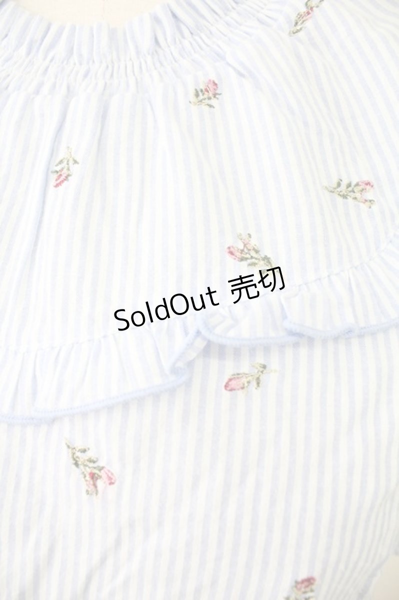 画像4: 【SALE】axes femme POETIQUE / ストライプローズブラウス M サックス T-25-11-09-002-AX-BL-SA-ZH (4)