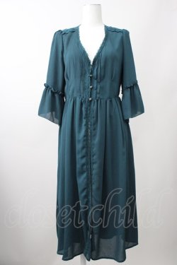 画像1: axes femme / バックレースロングガウン  グリーン T-25-11-09-021-AX-TO-SA-ZT