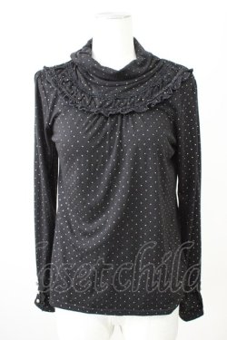 画像1: axes femme / ハイネックドットカットソー  黒Ｘゴールド T-25-11-09-022-AX-TO-SA-ZT