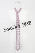 PUTUMAYO / トランプうさぎダイヤ柄ネクタイ  ピンクＸ黒Ｘ白 T-25-11-14-011-PT-ZA-SA-ZT
