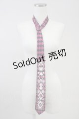 PUTUMAYO / トランプうさぎダイヤ柄ネクタイ  ピンクＸ黒Ｘ白 T-25-11-14-011-PT-ZA-SA-ZI