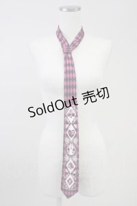 PUTUMAYO / トランプうさぎダイヤ柄ネクタイ  ピンクＸ黒Ｘ白 T-25-11-14-011-PT-ZA-SA-ZI