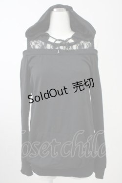 画像1: MA*RS / オフショルロングパーカー  黒 T-25-11-14-013-EL-TO-SA-ZI