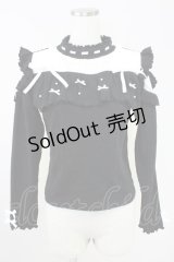 NOEMIE / ハイネックリボンパールニットトップス  黒Ｘシルバー T-25-11-14-015-LO-TO-SA-ZI