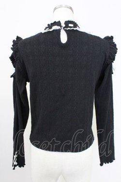 画像2: NOEMIE / ハイネックリボンパールニットトップス  黒Ｘシルバー T-25-11-14-015-LO-TO-SA-ZT