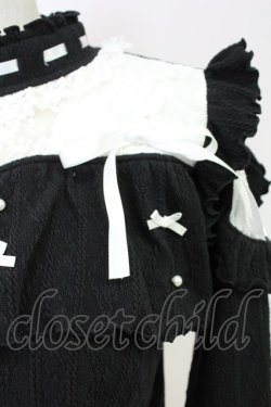 画像3: NOEMIE / ハイネックリボンパールニットトップス  黒Ｘシルバー T-25-11-14-015-LO-TO-SA-ZT