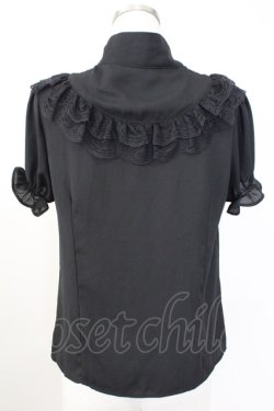 画像2: Jamie エーエヌケー / レーススタンドカラー半袖ブラウス  ブラック T-25-11-14-017-LO-BL-SA-ZT