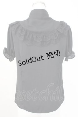 画像2: Jamie エーエヌケー / レーススタンドカラー半袖ブラウス  ブラック T-25-11-14-017-LO-BL-SA-ZI
