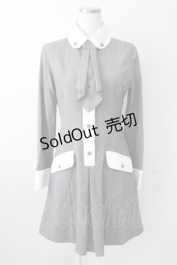 画像1: MIHO MATSUDA / ネクタイ付きワンピース  グレーＸ白 T-25-11-14-019-GO-OP-SA-ZI