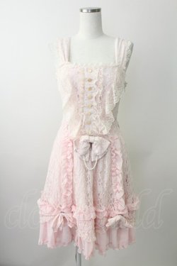 画像1: metamorphose / 総レースドレープジャンパースカート  ピンク T-25-11-14-020-ME-OP-SA-ZT