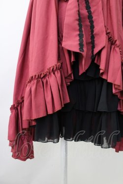 画像4: ATELIER PIERROT / 編み上げリボン半袖ワンピース  ボルドーＸ黒 T-25-11-14-021-EL-OP-SA-ZT