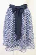 axes femme POETIQUE / フラワーフレームギンガムスカート  紺 T-25-11-14-027-AX-SK-SZ-ZT