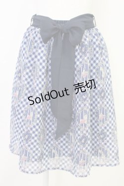 画像1: axes femme POETIQUE / フラワーフレームギンガムスカート  紺 T-25-11-14-027-AX-SK-SZ-ZI