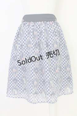 画像2: axes femme POETIQUE / フラワーフレームギンガムスカート  紺 T-25-11-14-027-AX-SK-SZ-ZI