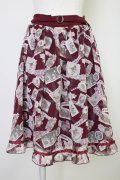 axes femme / レースコラージュ柄スカート  ワイン T-25-11-14-029-AX-SK-SZ-ZT