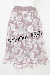 axes femme / レースコラージュ柄スカート  ワイン T-25-11-14-029-AX-SK-SZ-ZI