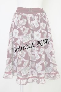 axes femme / レースコラージュ柄スカート  ワイン T-25-11-14-029-AX-SK-SZ-ZI