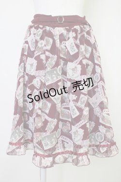 画像1: axes femme / レースコラージュ柄スカート  ワイン T-25-11-14-029-AX-SK-SZ-ZI