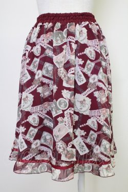 画像2: axes femme / レースコラージュ柄スカート  ワイン T-25-11-14-029-AX-SK-SZ-ZT