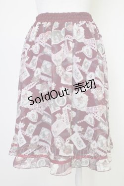 画像2: axes femme / レースコラージュ柄スカート  ワイン T-25-11-14-029-AX-SK-SZ-ZI