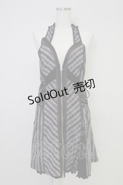 画像1: Ozz Croce / フロントZIPナナメチェックビスチェジャンパースカート  黒Ｘ赤チェック T-25-11-14-030-OO-OP-SA-ZI