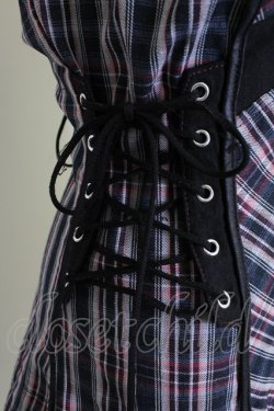 画像4: Ozz Croce / フロントZIPナナメチェックビスチェジャンパースカート  黒Ｘ赤チェック T-25-11-14-030-OO-OP-SA-ZT