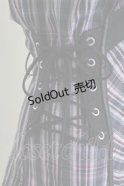 画像4: Ozz Croce / フロントZIPナナメチェックビスチェジャンパースカート  黒Ｘ赤チェック T-25-11-14-030-OO-OP-SA-ZI