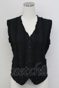 画像1: INGEBORG / ピコフリルピンタックベスト  黒 T-25-11-15-023-LO-BL-SA-ZT