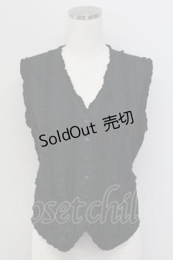 画像1: INGEBORG / ピコフリルピンタックベスト  黒 T-25-11-15-023-LO-BL-SA-ZT210