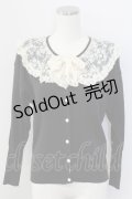 PINK HOUSE / レース襟リボンニットカーディガン  黒Ｘアイボリー T-25-11-15-025-LO-TO-SA-ZT