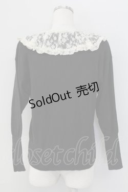 画像2: PINK HOUSE / レース襟リボンニットカーディガン  黒Ｘアイボリー T-25-11-15-025-LO-TO-SA-ZT