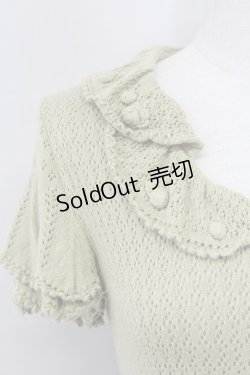 画像3: PINK HOUSE / カメリアモチーフ襟半袖ニットカーディガン  グリーン T-25-11-15-029-LO-TO-SA-ZI