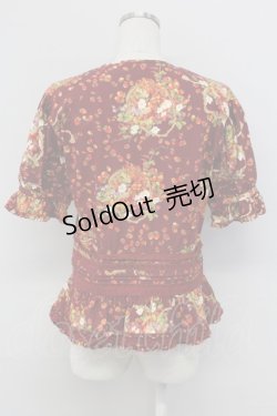 画像2: PINK HOUSE / いちごバスケット柄半袖ブラウス  ボルドー T-25-11-15-032-LO-BL-SA-ZT