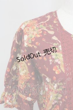 画像3: PINK HOUSE / いちごバスケット柄半袖ブラウス  ボルドー T-25-11-15-032-LO-BL-SA-ZT