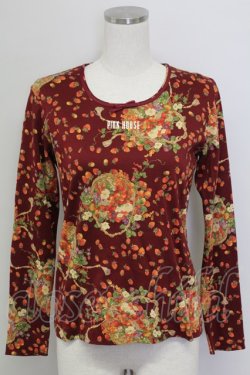 画像1: PINK HOUSE / いちごバスケット柄カットソー  ボルドー T-25-11-15-033-LO-TO-SA-ZT