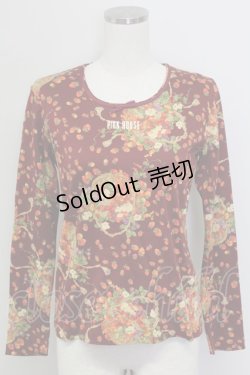 画像1: PINK HOUSE / いちごバスケット柄カットソー  ボルドー T-25-11-15-033-LO-TO-SA-ZI