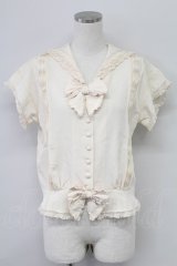 PINK HOUSE / セーラー襟リボン半袖ブラウス  アイボリー T-25-11-15-004-LO-BL-SA-ZI