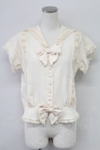 PINK HOUSE / セーラー襟リボン半袖ブラウス  アイボリー T-25-11-15-004-LO-BL-SA-ZI