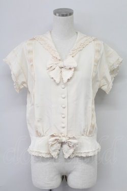 画像1: PINK HOUSE / セーラー襟リボン半袖ブラウス  アイボリー T-25-11-15-004-LO-BL-SA-ZT