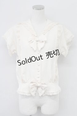 画像1: PINK HOUSE / セーラー襟リボン半袖ブラウス  アイボリー T-25-11-15-004-LO-BL-SA-ZI