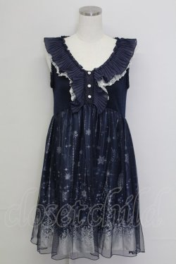 画像1: axes femme / チュール重ね結晶柄チュニ  ネイビー T-25-11-15-036-AX-OP-SA-ZT