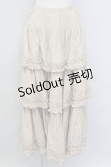 PINK HOUSE / ギンガムチェック3段フリルスカート  ブラウンＸ白 T-25-11-15-044-LO-SK-SA-ZI