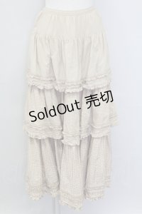 PINK HOUSE / ギンガムチェック3段フリルスカート  ブラウンＸ白 T-25-11-15-044-LO-SK-SA-ZI