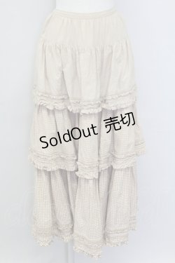 画像1: PINK HOUSE / ギンガムチェック3段フリルスカート  ブラウンＸ白 T-25-11-15-044-LO-SK-SA-ZT