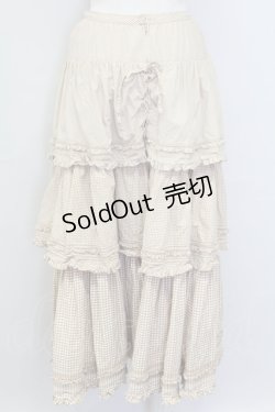 画像2: PINK HOUSE / ギンガムチェック3段フリルスカート  ブラウンＸ白 T-25-11-15-044-LO-SK-SA-ZT