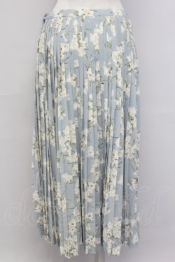 画像2: INGEBORG / 白花総柄プリーツスカート  サックス T-25-11-15-046-LO-BL-SA-ZT
