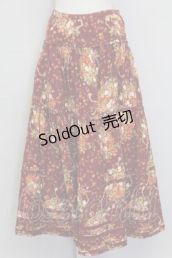 画像1: PINK HOUSE / いちごバスケット柄スカート  ボルドー T-25-11-15-047-LO-SK-SA-ZT