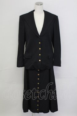 画像1: PINK HOUSE / 4つボタンジャケット&スカートセットアップ  黒 T-25-11-15-049-LO-OP-SA-ZT