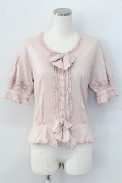 画像1: PINK HOUSE / リボン&ピンタック半袖ブラウス  ピンク T-25-11-15-007-LO-BL-SA-ZT